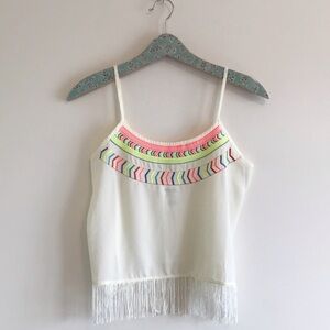 Charlotte Russe | NWT Neon Embroidered Fringe Crop
